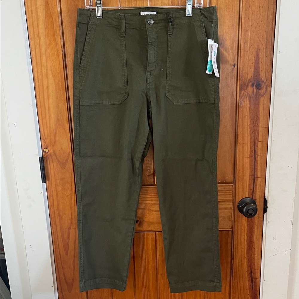 Studio Blue Stitch Fix Olive Green Sophia Utility Pocket Cropped Pants 12 NWT